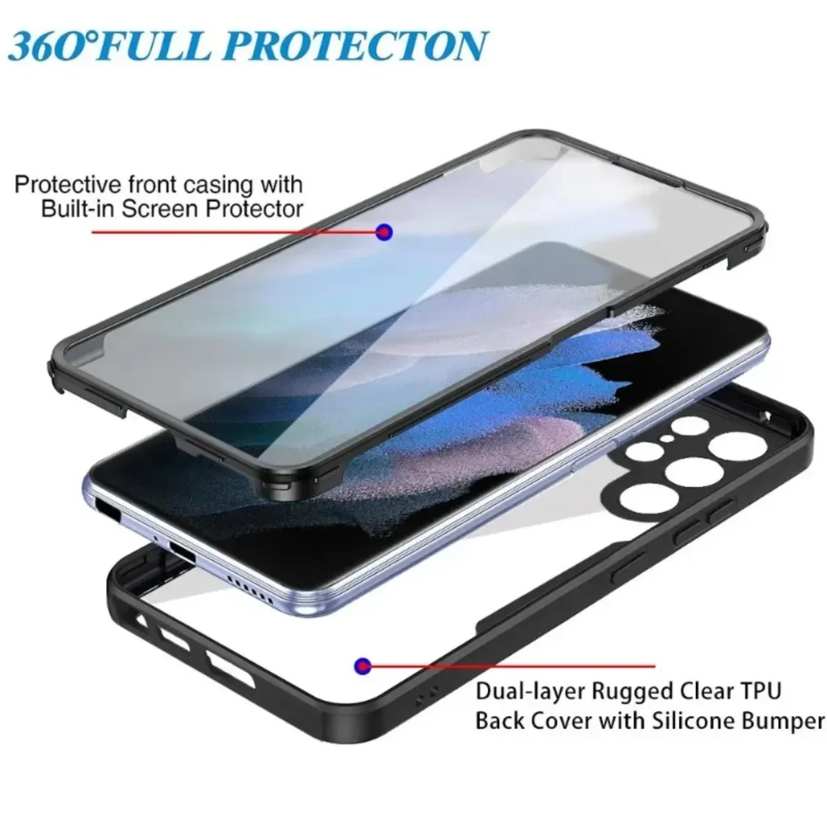 Ultra Durable 360 Clear Phone Case with Full Screen Protection