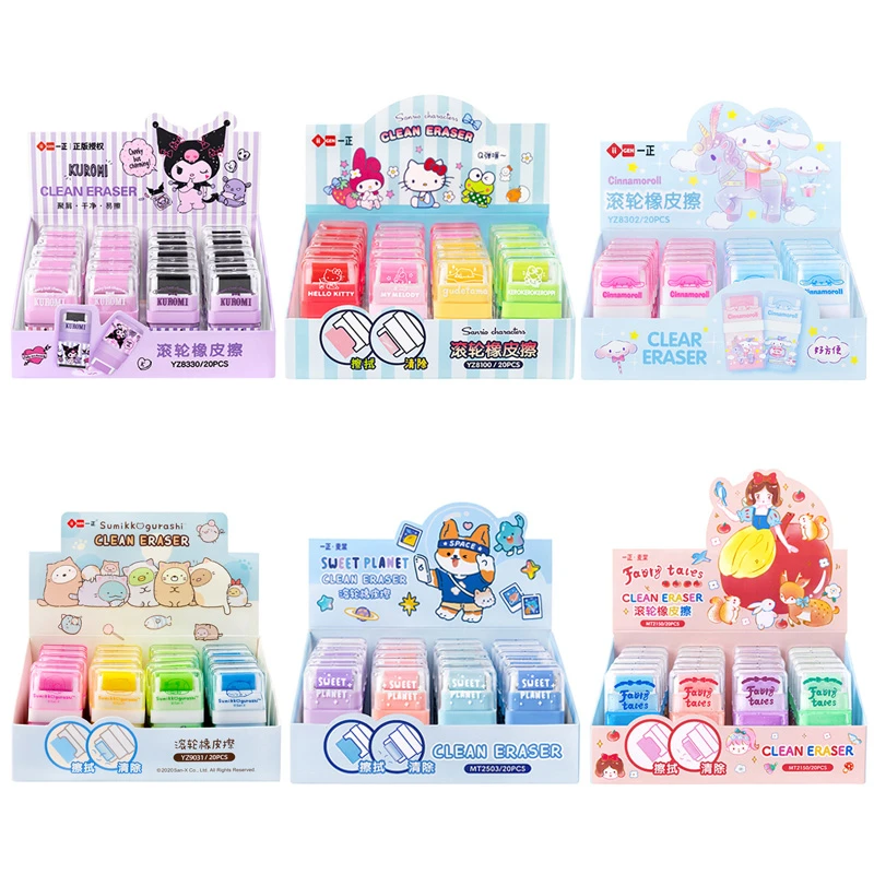 20pcs Anime Sanrio Kuromi Cinnamoroll Rubber Eraser Kawaii Cartoon
