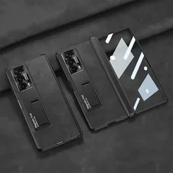 Luxury Frosted Leather Magnetic Hinge Case - 360° Protective Hard Cover for Magic V2 (Clear Glass Case1)
