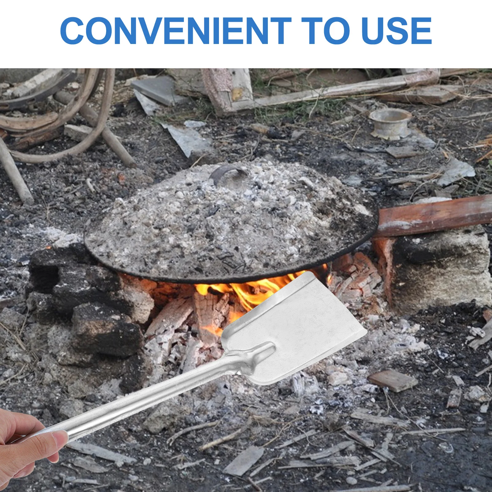 Long Handle Thickened Coal Shovel Stove Shovel Fireplace Tool Ash Scoop Iron Material Stove Equipment Heating Cooling fireplace tools