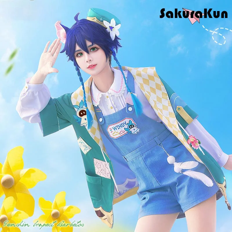 Venti Cosplay Costume Game Genshin Impact Suit Spring Outing Sweet Lovely Uniform Activity Party Role Play Clothing Cos Full Set