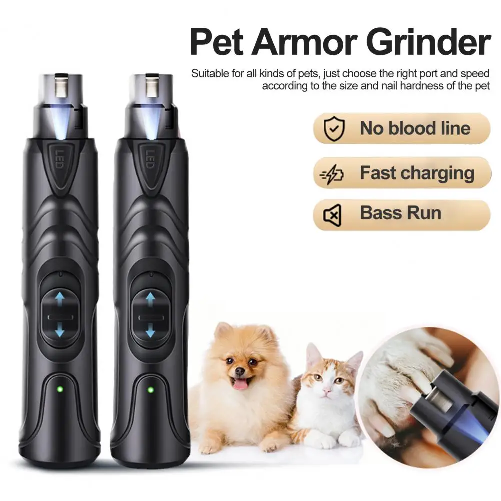 Electric Pet Nail Grinder Dog Nail Clippers Quiet Powerful Adjustable Speeds Electric Trimmer With LED Lights Dog Supplies