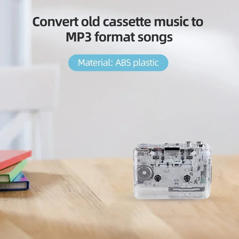 Tape Walkman Cassette Player, Portable Tape Recorder To Mp3 Full Transparent Shell USB Port Cassette To MP3 Format Player