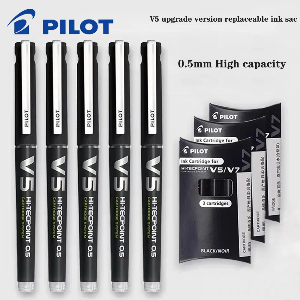 3 PILOT Gel Pens BXC-V5 Replaceable Ink Sac V5 Upgraded Version Large-capacity Student Office Signature Pen 0.5mm Ballpoint Pen