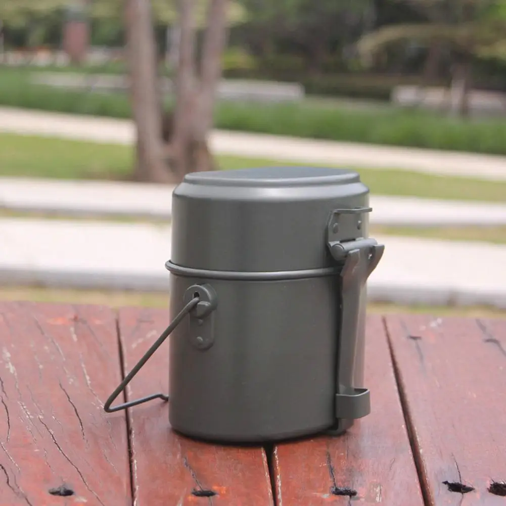 

Portable Camping Mess Kits Hiking Cookware Army Mess Kit Military Cook Three-piece Bento Lunch Box For Hiking Cycling Backp G9D4