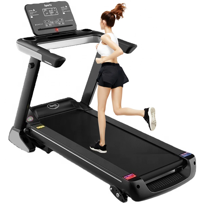 High motor home shock absorbing electric treadmill with heart rate function adjustable slope running machine can customized