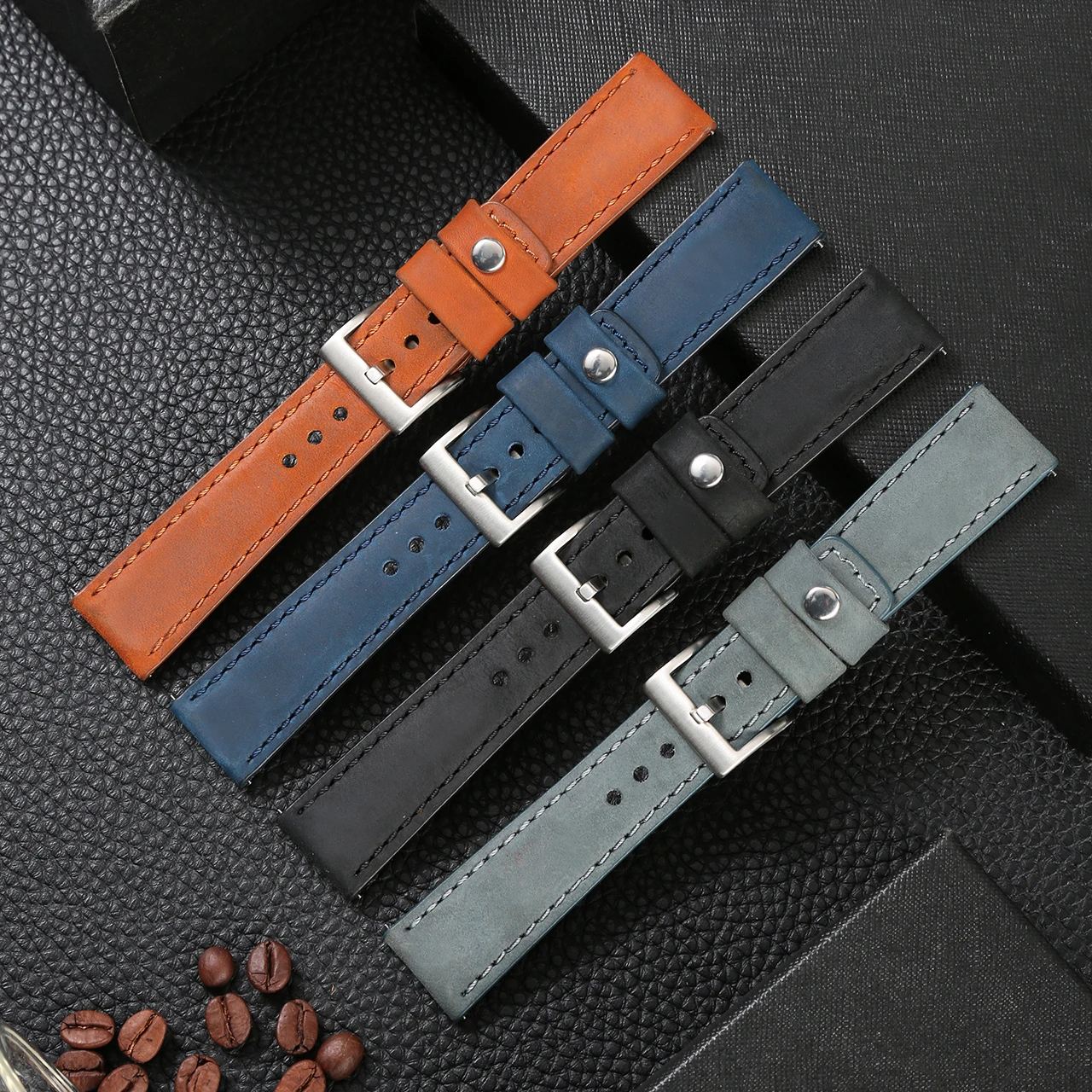 

Crazy Horse leather Watch Strap 20mm 22mm Genuine Leather Watch Band Quick Release Replacement Wristband Belt