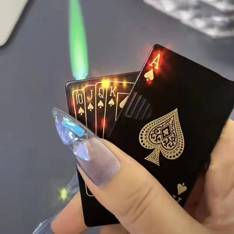 Tanio Metalowe karty do gry Jet Lighter niezwykła latarka Turbo na butan
