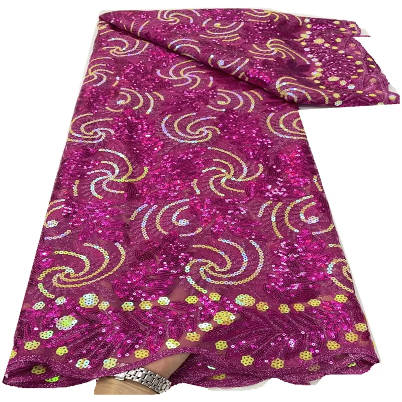 

2023 High Quality African 3D Lace Fabric Nigerian Embroidery Tulle Party Lace Fabric French Sequins Net Lace Fabric FD357