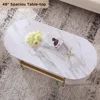 Modern Luxury Fluted Coffee Table, 48" Oval Coffees Tables with Drawer, Faux Marble Top, Curved Profile Design,Coffee Table 3