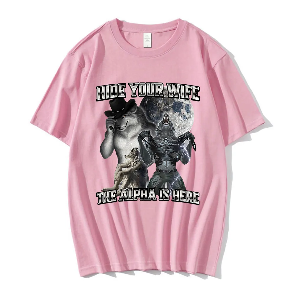 Design Hide Your Wife The Alpha Is Here Werewolf Ripping Meme Shirt