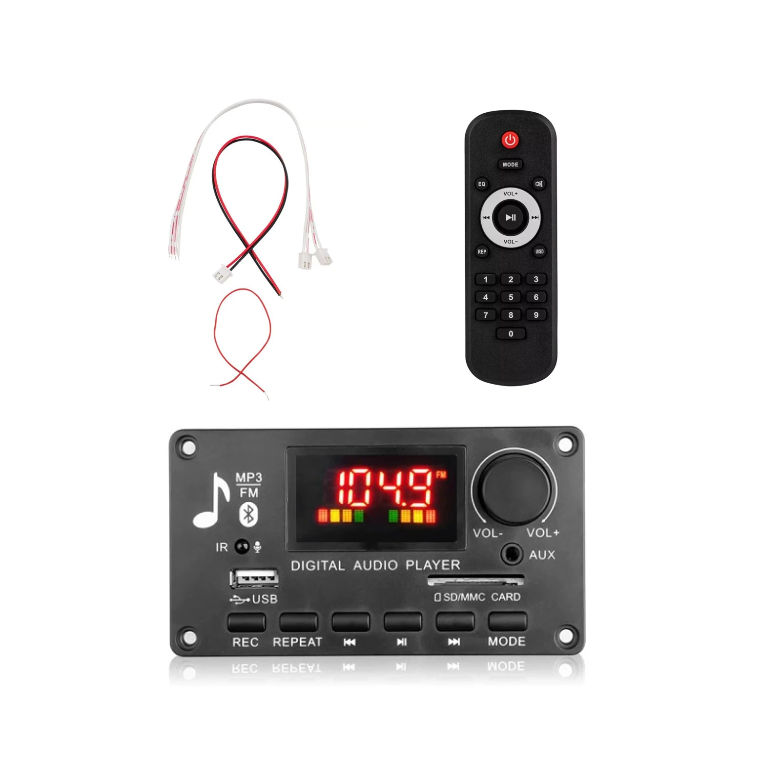 Bluetooth 5.0 MP3 Audio Decoder Board 2*40W Amplifier Module MP3/WMA/WAV/FLAC/APE FM Radio with Digital Color Screen Amplifier