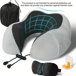 Ultimate Comfort Travel Pillow Set with Memory Foam and Accessories (GRAY)