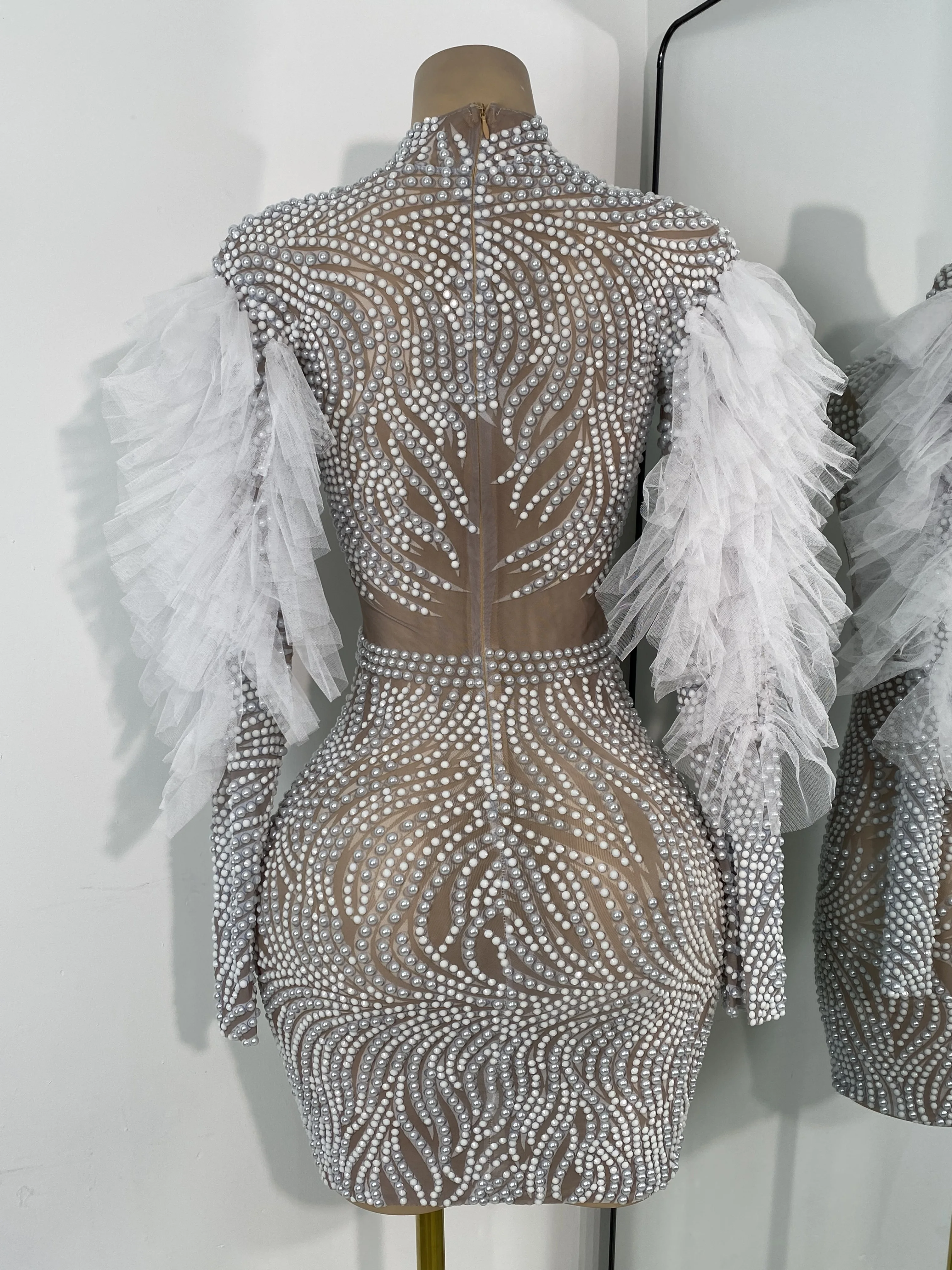 Luxury Beading White Mini Party Dress Design Women Sexy Long Sleeve Mesh See Through Evening Prom Gowns Club Performance Wear - AliExpress 200000345 Luxury Beading White Mini Party Dress Design Women Sexy Long Sleeve Mesh See Through Evening Prom Gowns Club Performance Wear - AliExpress 200000345