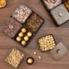 WORTHBUY 2/4/6 Grids Food Storage Box Moisture-Proof Nut, Dried Fruit, Candy Box Fruit Storage Container For Christmas New Year 6
