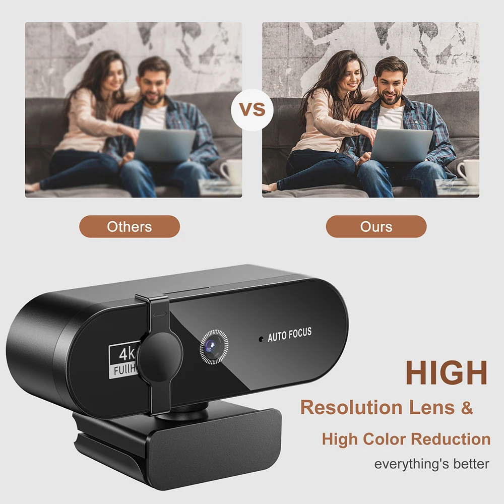 Ultra HD USB Webcam with Microphone and Auto Focus