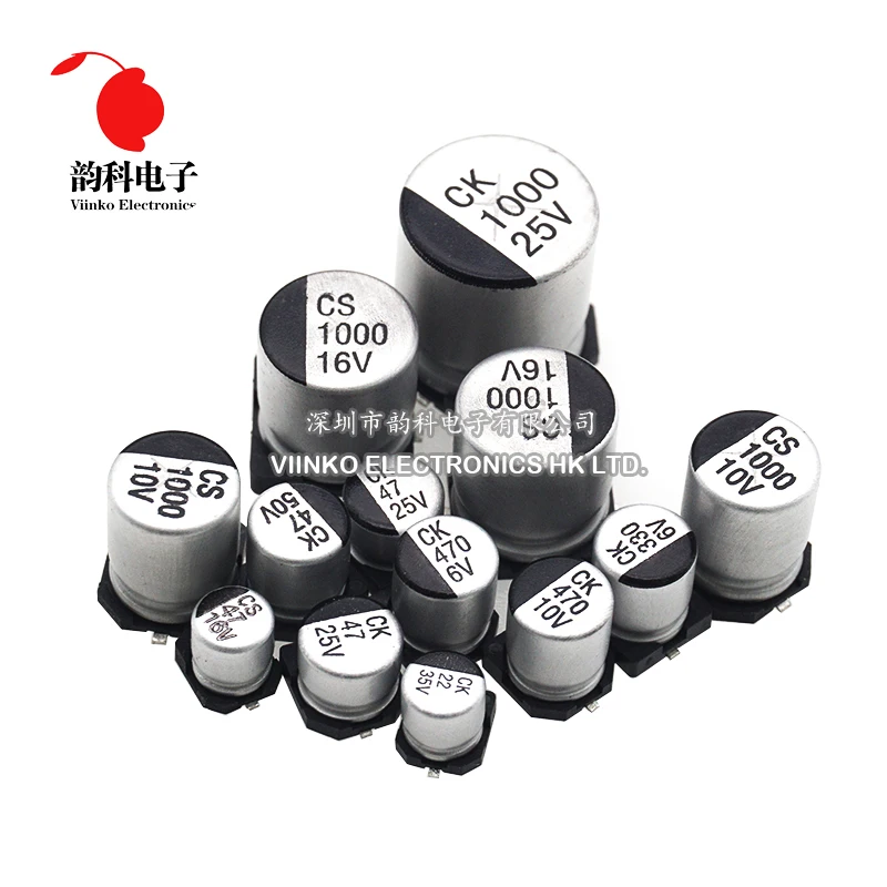 10PCS SMD Aluminum Electrolytic Capacitor 6.3V 10V 16V 25V 35V 50V 1UF 2.2UF 4.7UF 10UF 22UF 47UF 100UF 220UF 330UF 470UF 1000UF