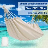 150*190CM Camping Hammock Canvas Hanging Bed Without Stick White Double Chair Swing Sleeping Bed for Travel Rollover Prevention 1