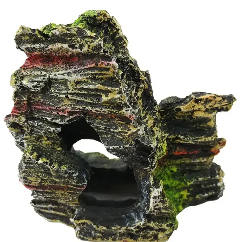 Artificial Moss Hiding Cave Mountain View Underwater Fish Tank Ornament Landscaping Craft Living Room Resin Aquarium Rockery fish tank ornaments,fish tank decorations,aquarium ornaments,mini landscape ornaments