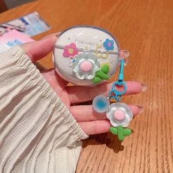 Charming Pink Butterfly Earphone Case with Keychain - Cute Star Design for Vivo TWS Air 3 Pro (Green Flower)