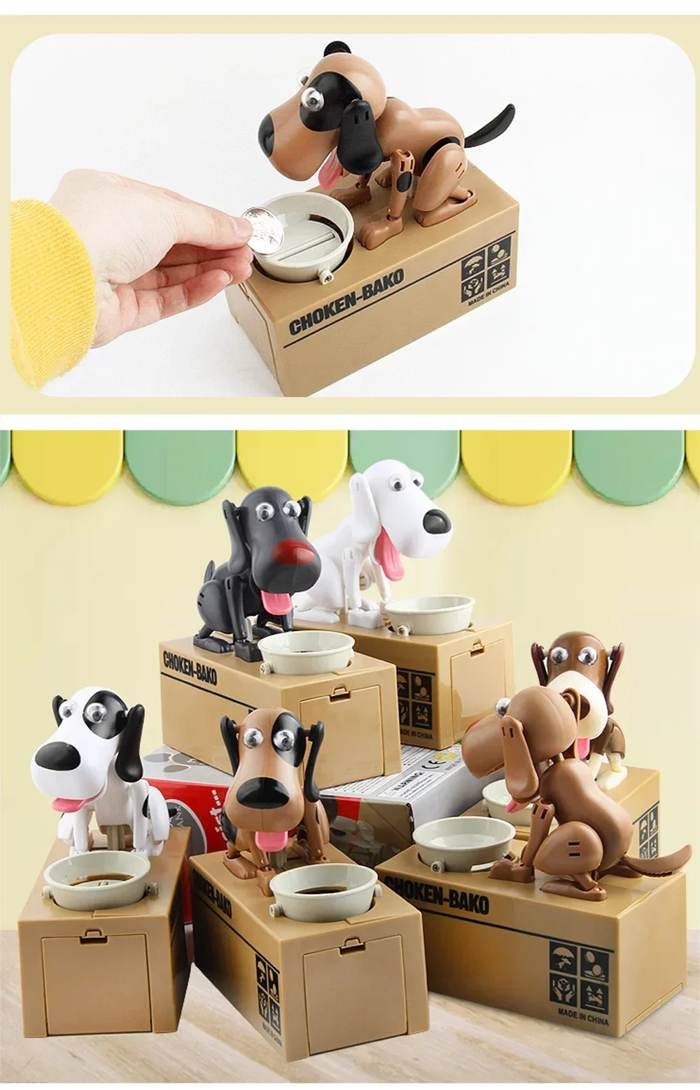 Cute Electronic Dog Robot Piggy Bank Automatic Coin Storage Box_voghion.com