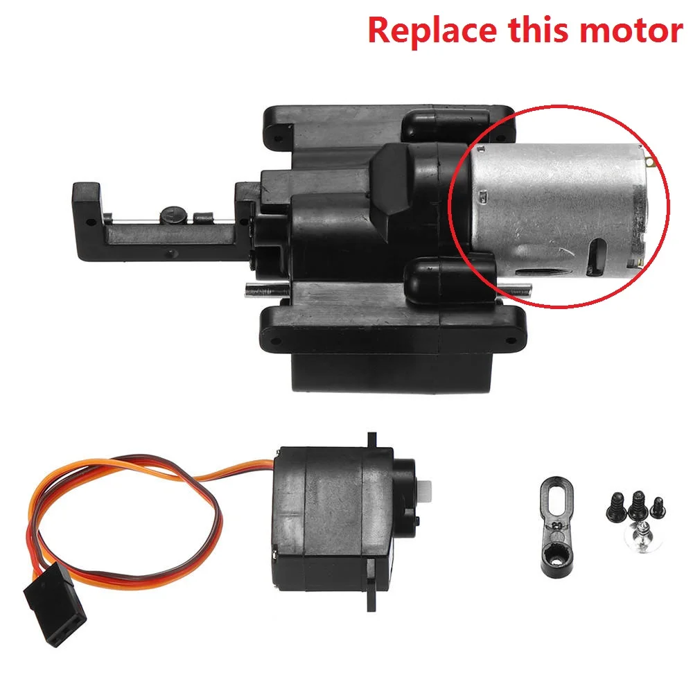 Détail du moteur à balais pour voiture RC WPL 1/16, avec rotor visible et connecteur rouge