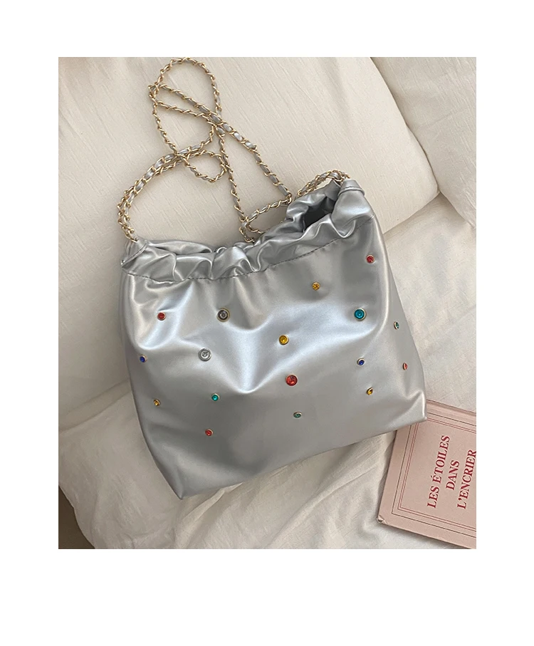 JIAERDI Beading Y2k Grunge Handbags Women Leather Large Capacity Casual Tote Bags Ladies Vintage Harajuku Shoulder Bag Aesthetic