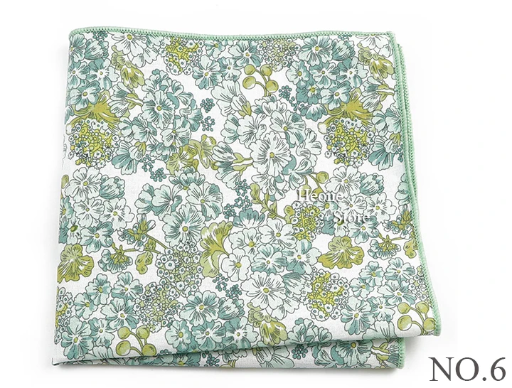 Neu gestaltete Blumen druck Hankerchief Baumwolle grün gelb blau Taschen tücher für Männer Frauen Hochzeits feier Abendessen Zubehör Geschenk – Detail 7