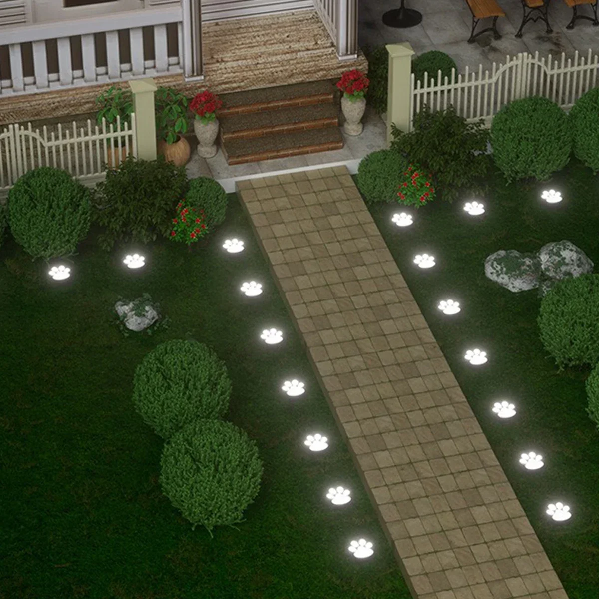 Solar Lawn Light Dog Paw Footprints Stairs Light Outdoor Waterproof Balcony Garden Fence Landscape Decoration Solar Powered Lamp solar lights solar decoration light solar spot light