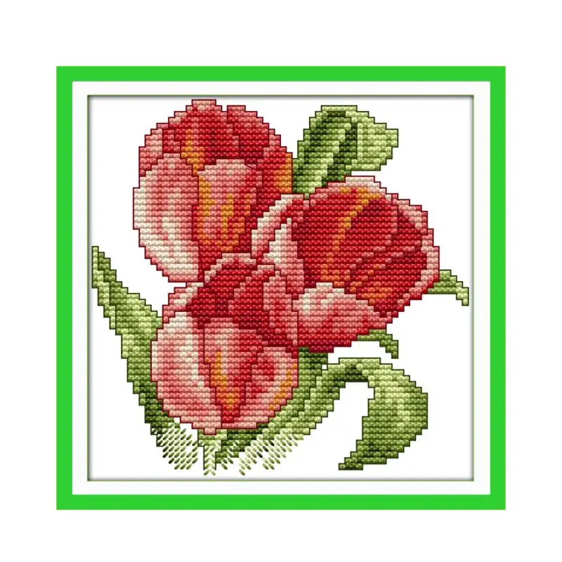 JoySunday Cross Stitch Kit with Small Flower Pattern Aida Cloth 16CT 14CT Print Handicraft Embroidery Set for Starters Home Dec cross stitch kit