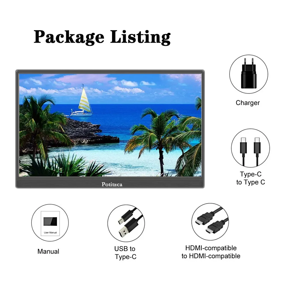 Monitor Portátil Táctil 16 Pulgadas - Full HD 1920x1200, HDR - Compatible Con Laptop, Xbox, Switch, Via USB-C Y HDMI