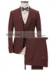 Men's 3-Piece Linen Suit Casual Slim Fit Vintage Suits Groomsmen Tuxedo Wedding Blazer Pants Set 3