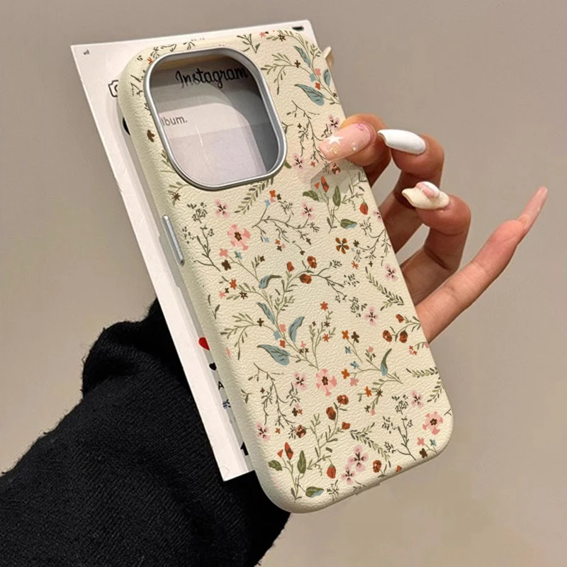 Elegant Lichee Pattern Floral Phone Case – Shockproof Soft Back Cover