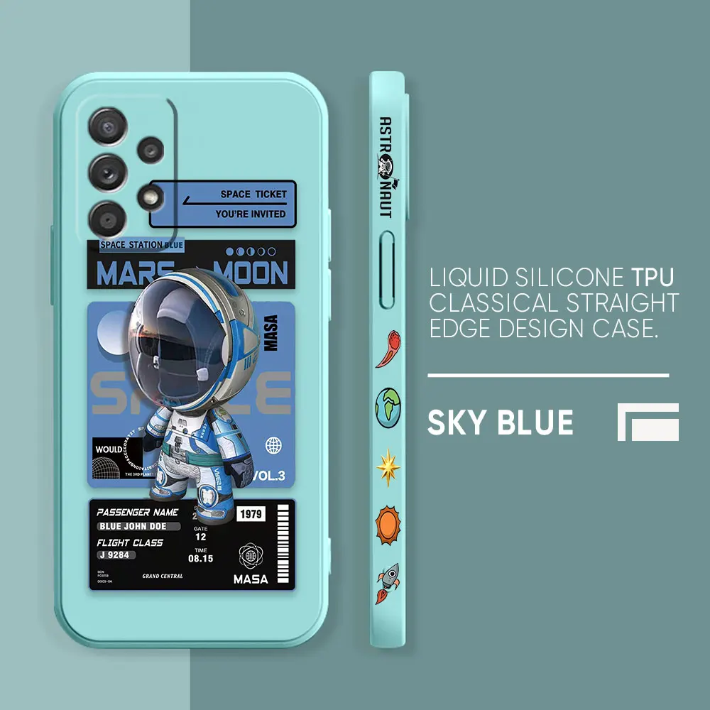 thumbnail image 1 of Funda para Samsung Galaxy A91 A73 A72 A71 A53 A52 A33 AO3S 4G 5G Funda de silicona líquida Simple elegante y lujosa astronautas espaciales, 1 of 5