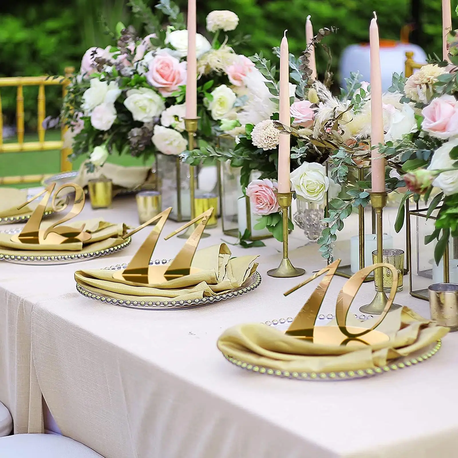 10pcs 1-10/11-20 Number Acrylic Table Numbers DIY Romantic Gold Table Sign Seat Card For Wedding Birthday Party Decoration A2B9