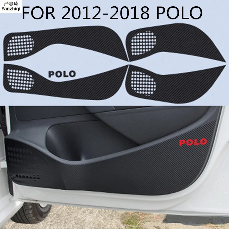 

Free shipping 4pcs/lot carbon fiber Door anti-kick protection decoration for 2011-2017 Volkswagen VW POLO