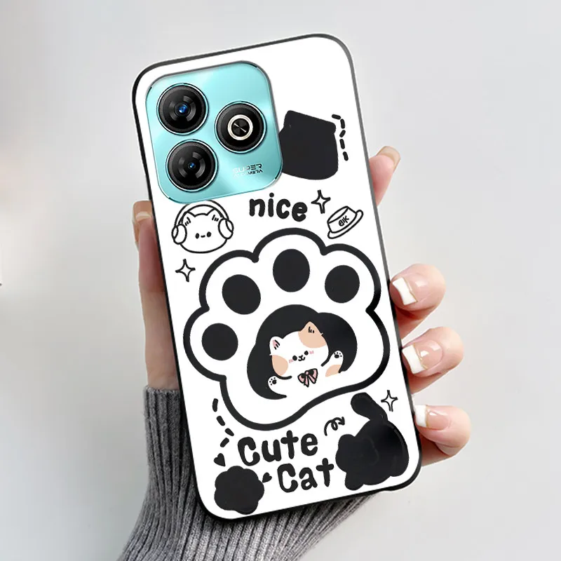 Aesthetic Cute Cat Black Shockproof Silicone Back Cover