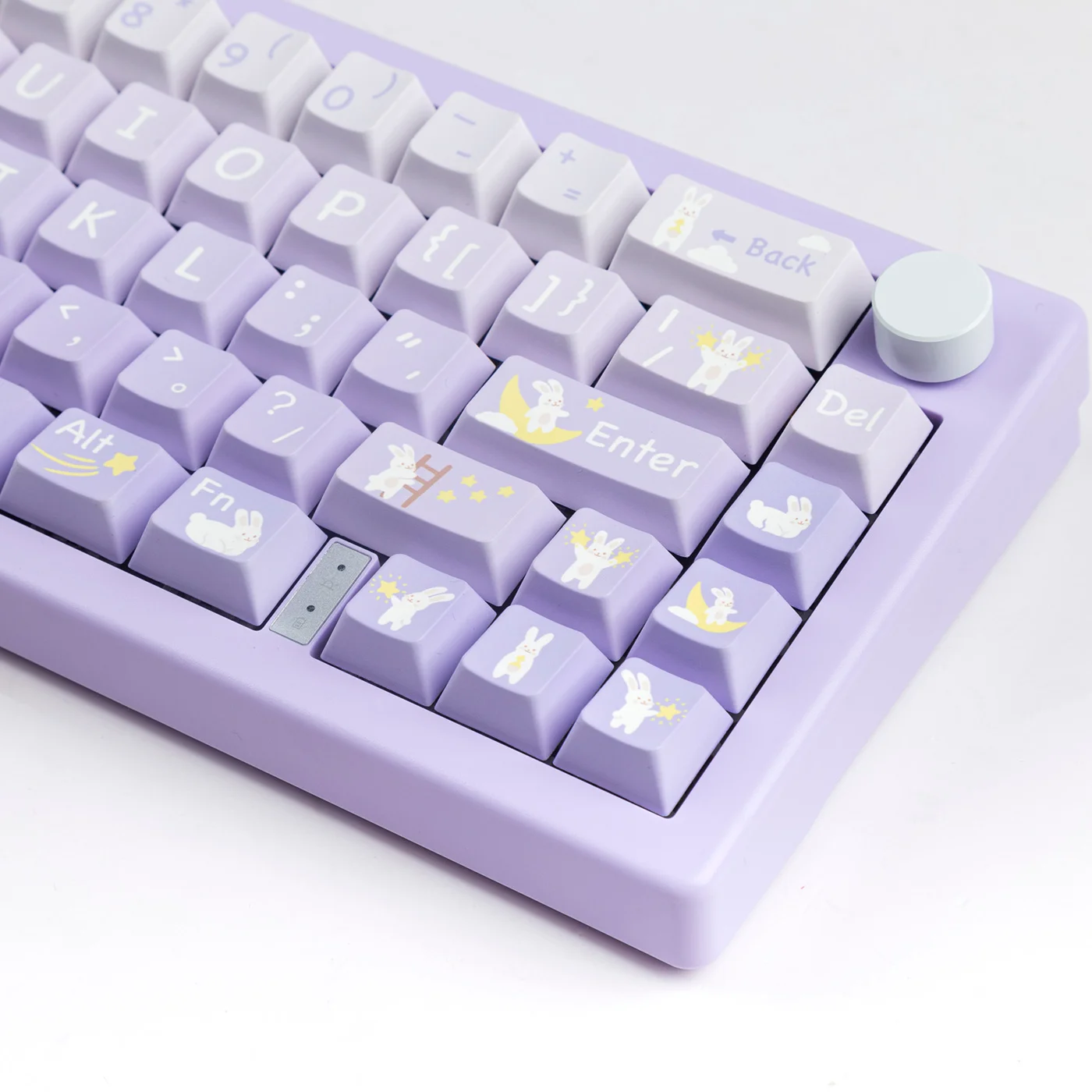 Pbt Dye Sublimation Key Caps para Niz Vgn 138 Chaves Grupo Estrela Picking Coelho Keycaps Gradiente Roxo 61 64 68 Perfil Cherry - Imagem 2