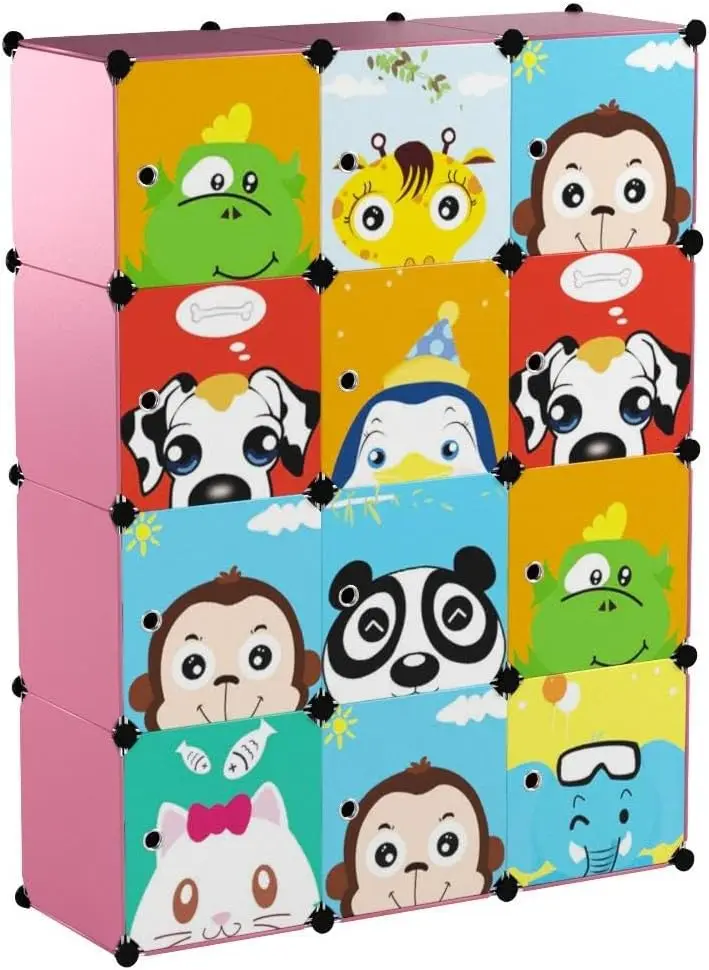 Children Wardrobe Kid Dresser Cute Baby Portable Closet Bedroom Armoire Clothes Hanging Storage Rack Cube Organizer