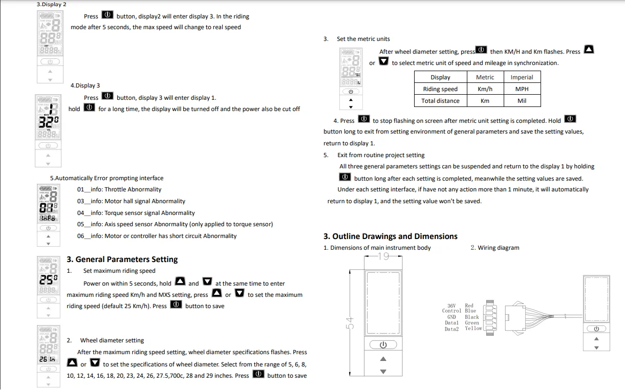 Description Picture 5 of itemEbike KT-LCD4 LCD Display Meter Panel Electric Bicycle bike Parts for KT Series Controllers 24/36/48V