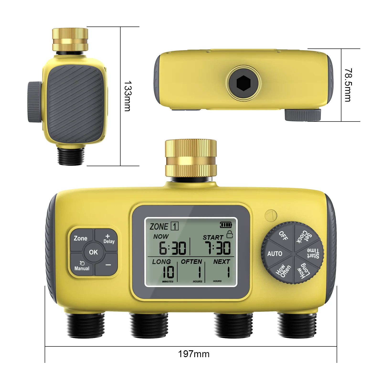 Water Timer for Garden Hose 4 Zone/3 Zone Rain Delay Irrigation Controller Progr