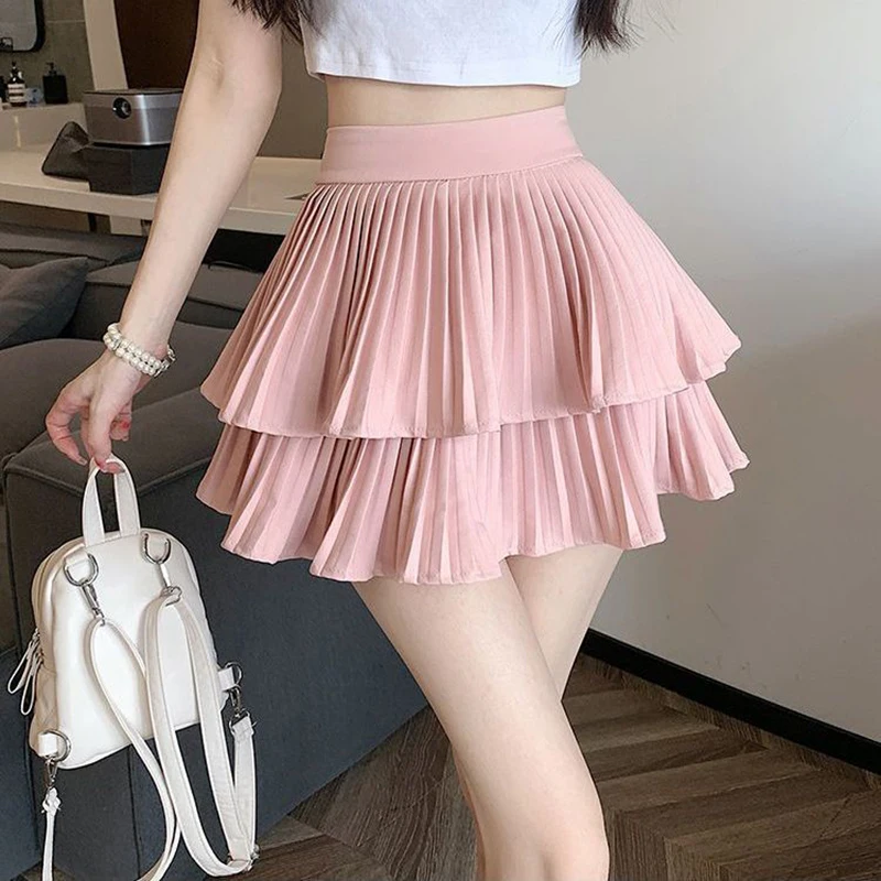 A-line White Lace Cake Mini Skirt Ballet Syle Mesh Ball Gown Short Dress Women New In Clothes Sweet Korean Casual Black Fashion