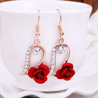 New Fashion Jewelry Red Rose Drop Earrings