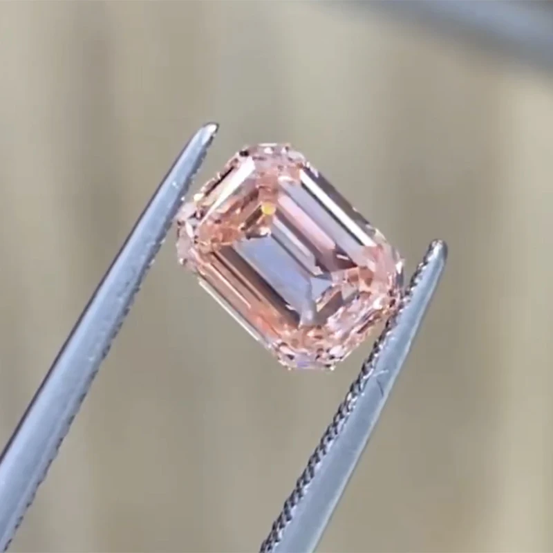 CVD Lab Grown Diamond Cherry Blossom Pink Emerald Shape 1.0ct