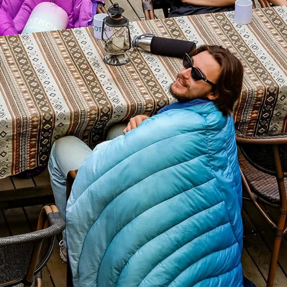 Quilting Nylon Water Resistant Camping Mat Blanket Winter Warm Lightweight Hiking Goose Down Blanket