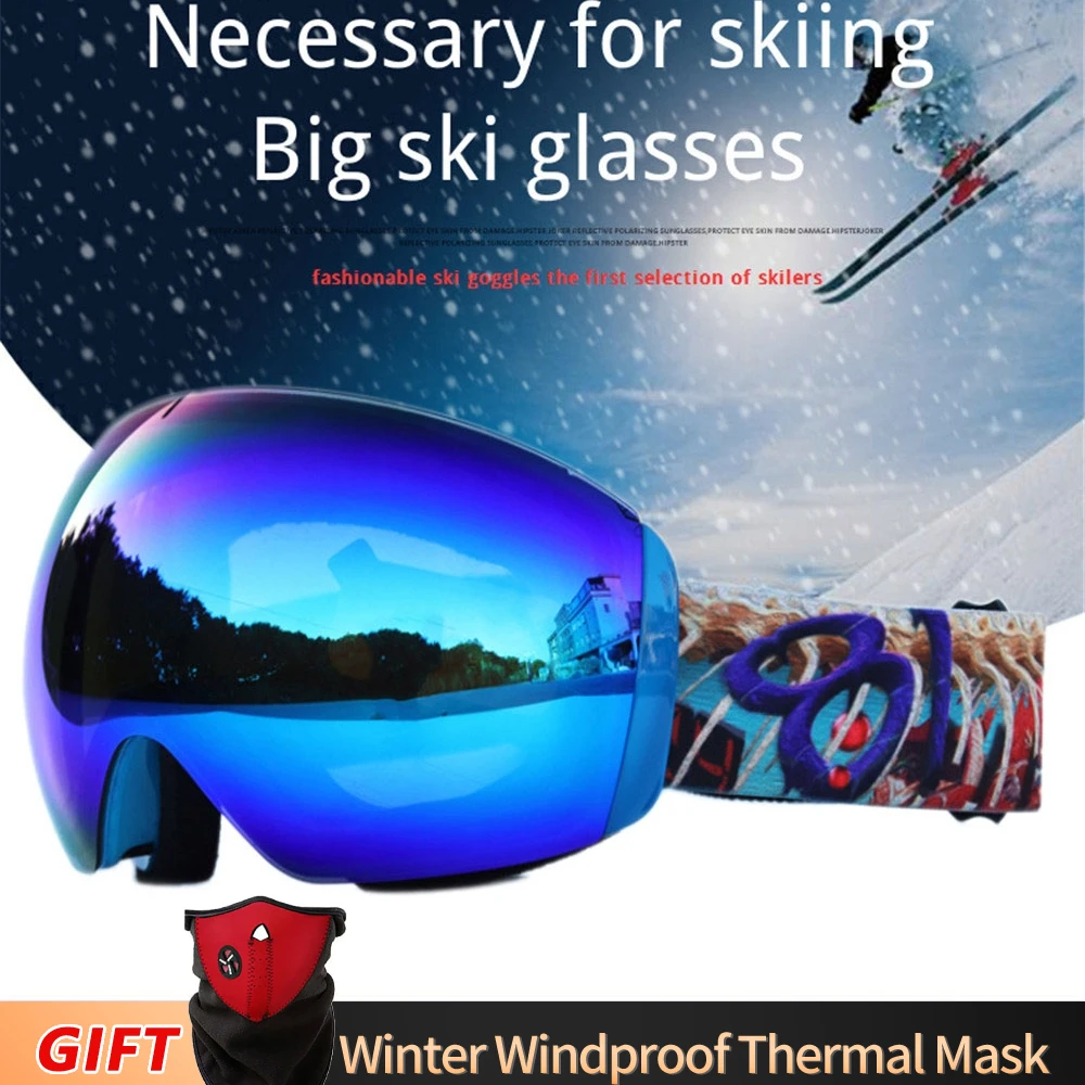 

Double Layers Anti-fog Ski Goggles Snowmobile Ski Mask Skiing Glasses Snow Snowboard Men Women Goggles Ski Eyewear Give Gift