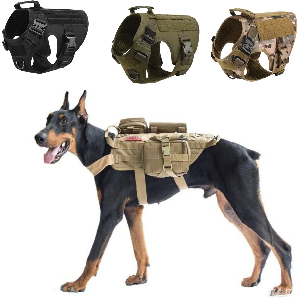 

K9 Tactical Military Vest Pet German Shepherd Golden Retriever Tactical Training Dog Harness and Leash Set For All Breeds Dogs