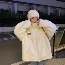 

2022 New Fashion Lamb Wool Coat Women's Autumn And Winter Loose Jacket Trend Western Style Casual All-Match Thick White Outwear