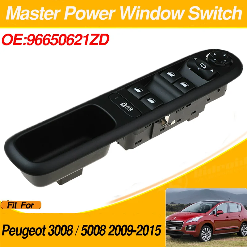 Muslimdriver Interruttore Alzacristallo Elettrico Principale Sinistro Per Peugeot Peugeot 3008 / 5008 2009 2010 2011 2012 2013 2014 2015