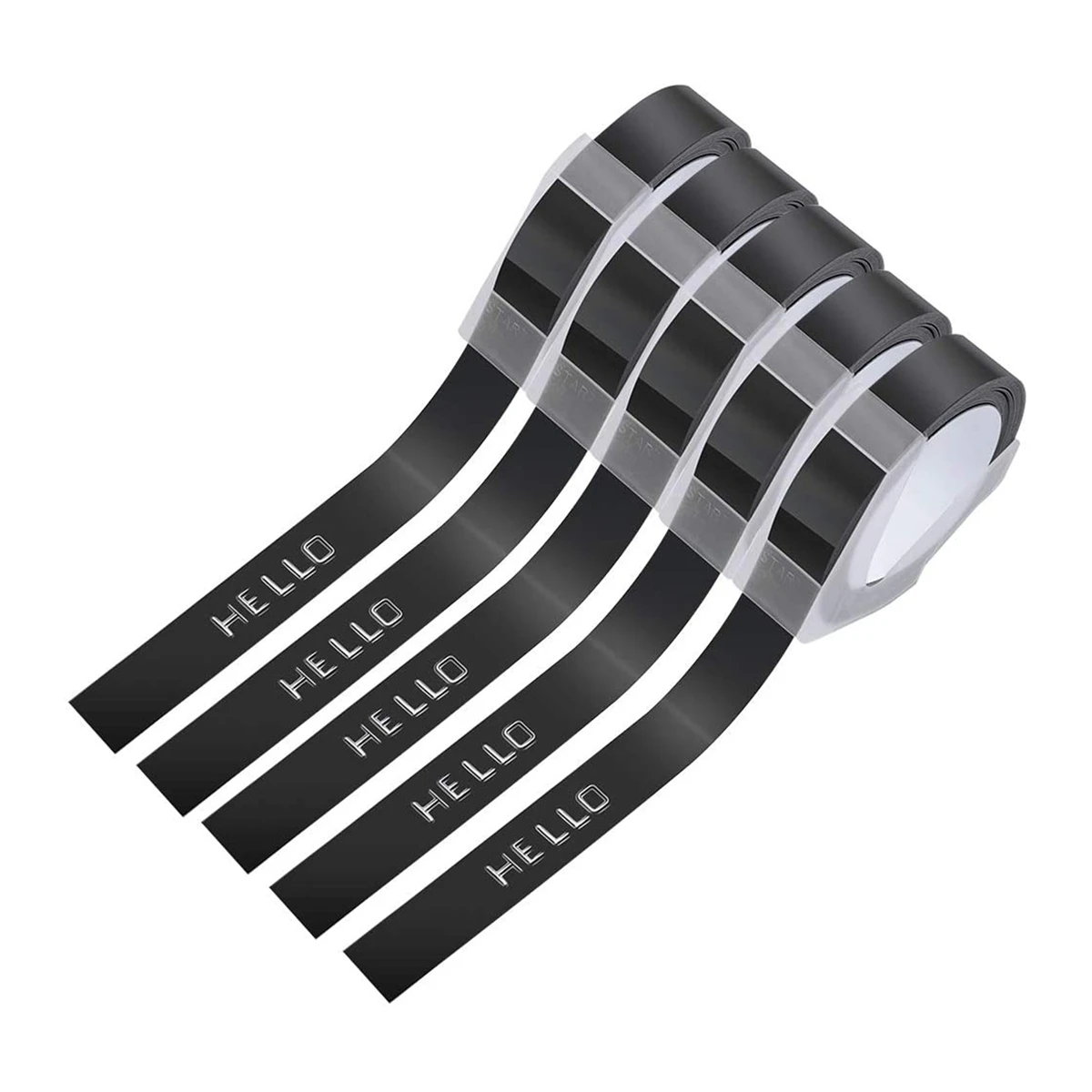Dymo 엠보싱 테이프용 라벨 테이프, 3D 엠보싱 라벨, DM1595 정리함 Xpress Pro용 화이트 온 블랙, 12mm, 5 팩